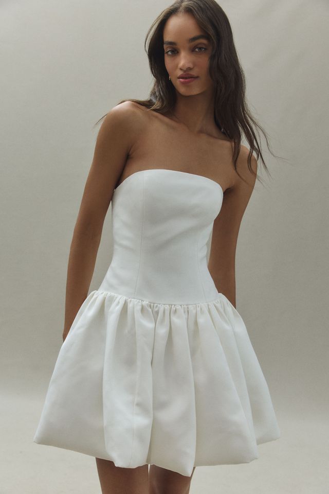 Jenny Yoo Tinsley Strapless Drop-Waist Bubble-Hem Mini Dress | Anthropologie