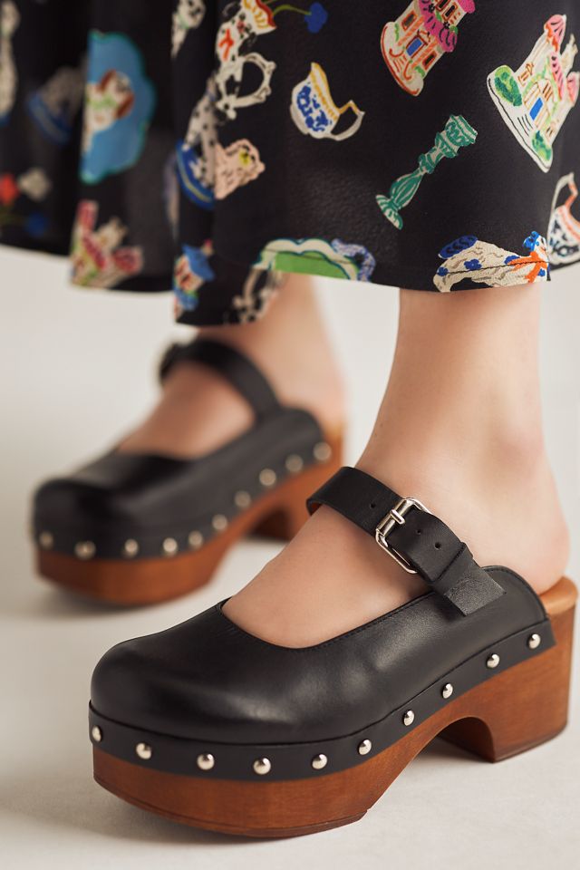 By Anthropologie Wood-Bottom Mule Heels #1