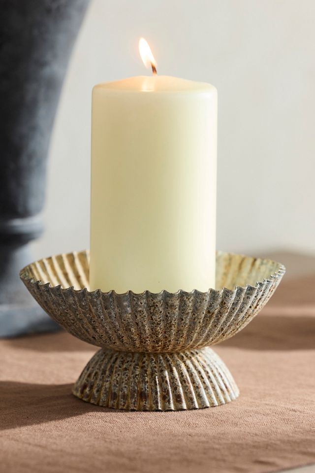 Iron Ruffle Pillar Candle Holder, Large #1