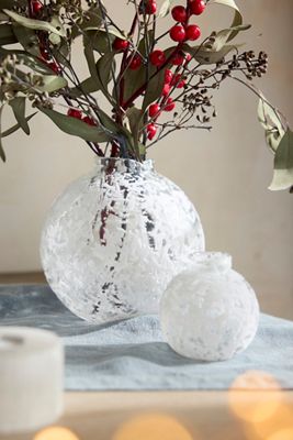 Flocked Bauble Vases, Set of 2