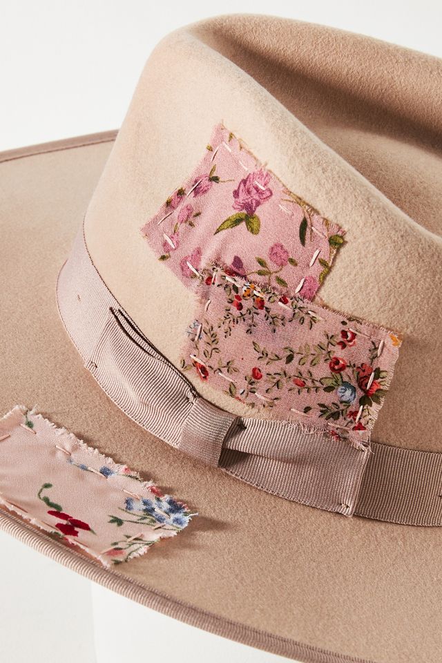 Wyeth Magnolia Rancher Hat in Mauve with Floral Patchwork - NWT Taupe Wool Felt Rancher Hat - Billie main image 4