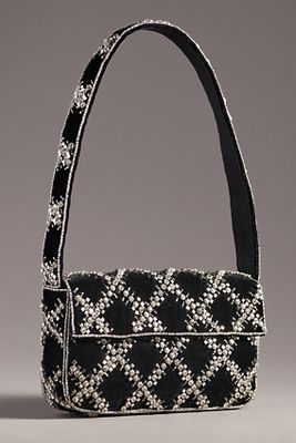 By Anthropologie The Fiona Shoulder Bag: Velvet Rhinestone Edition In Black