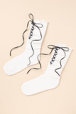 Shop Casa Clara Lace-up Socks In White