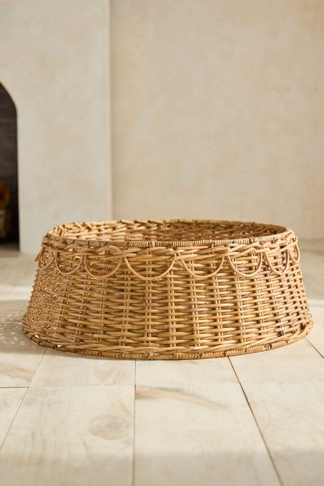 Scalloped Rattan Basket Tree Skirt | Anthropologie