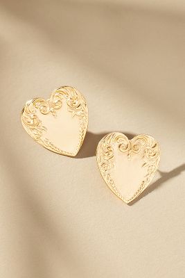 Shop By Anthropologie Western Heart Post Earrings In Gold