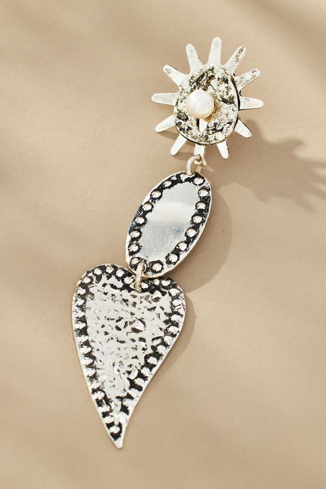 Icon Sun Heart Pearl Drop Earrings #1