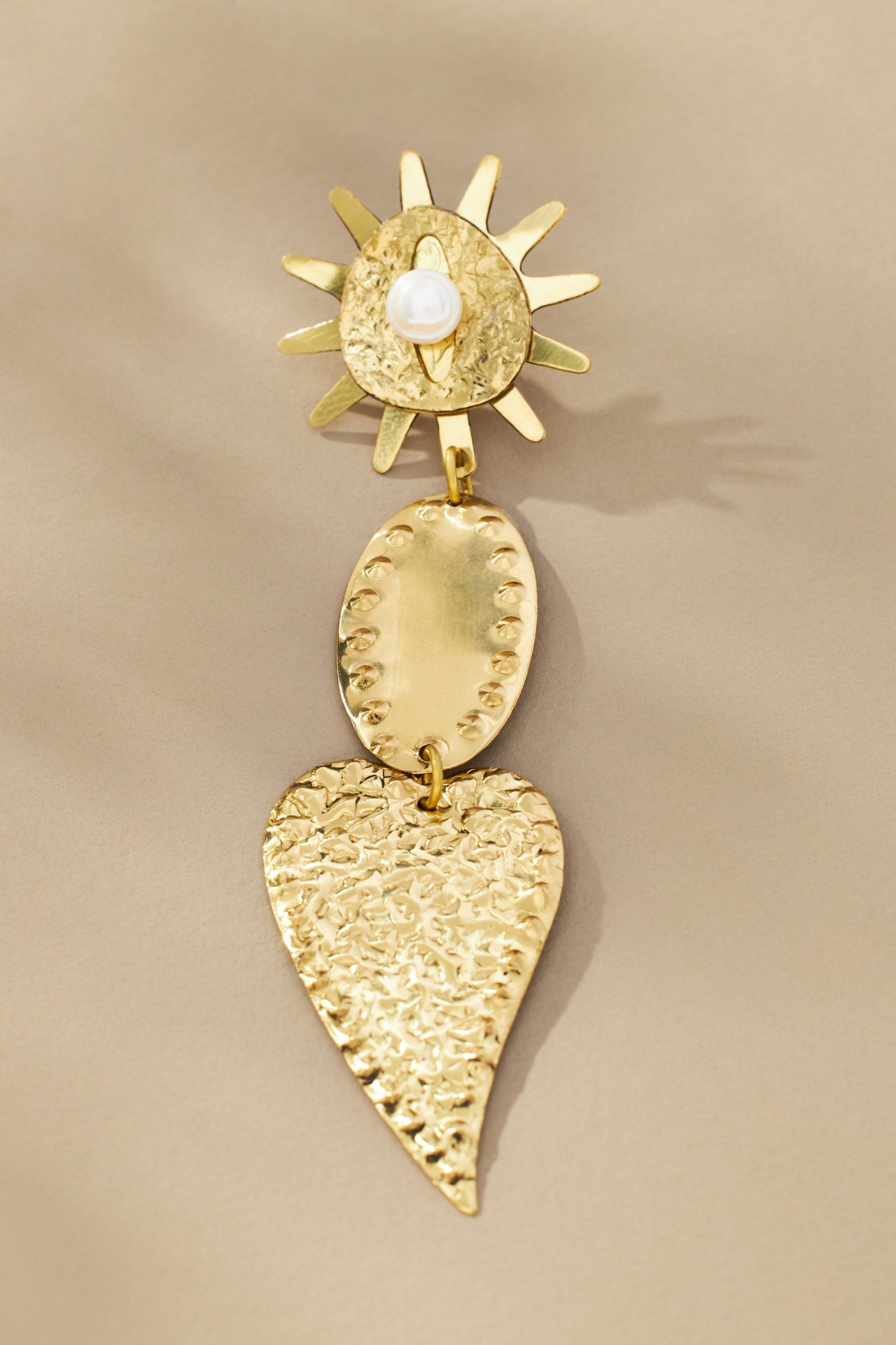 Icon Sun Heart Pearl Drop Earrings