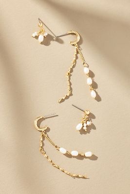 Shop By Anthropologie Prairie Pearl Drop Earrings, Set Of 2 In White