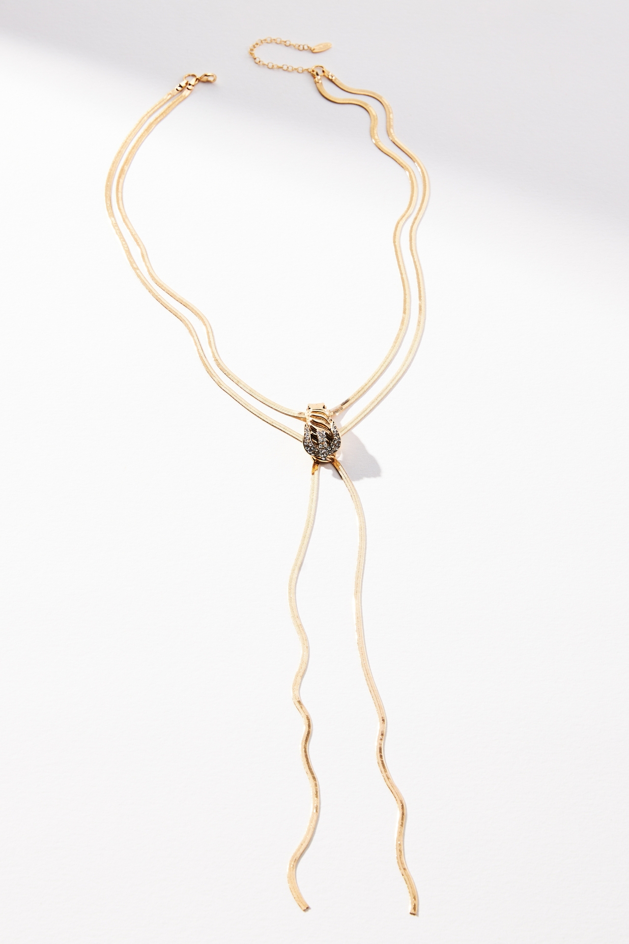 Crystal Buckle Lariat Necklace