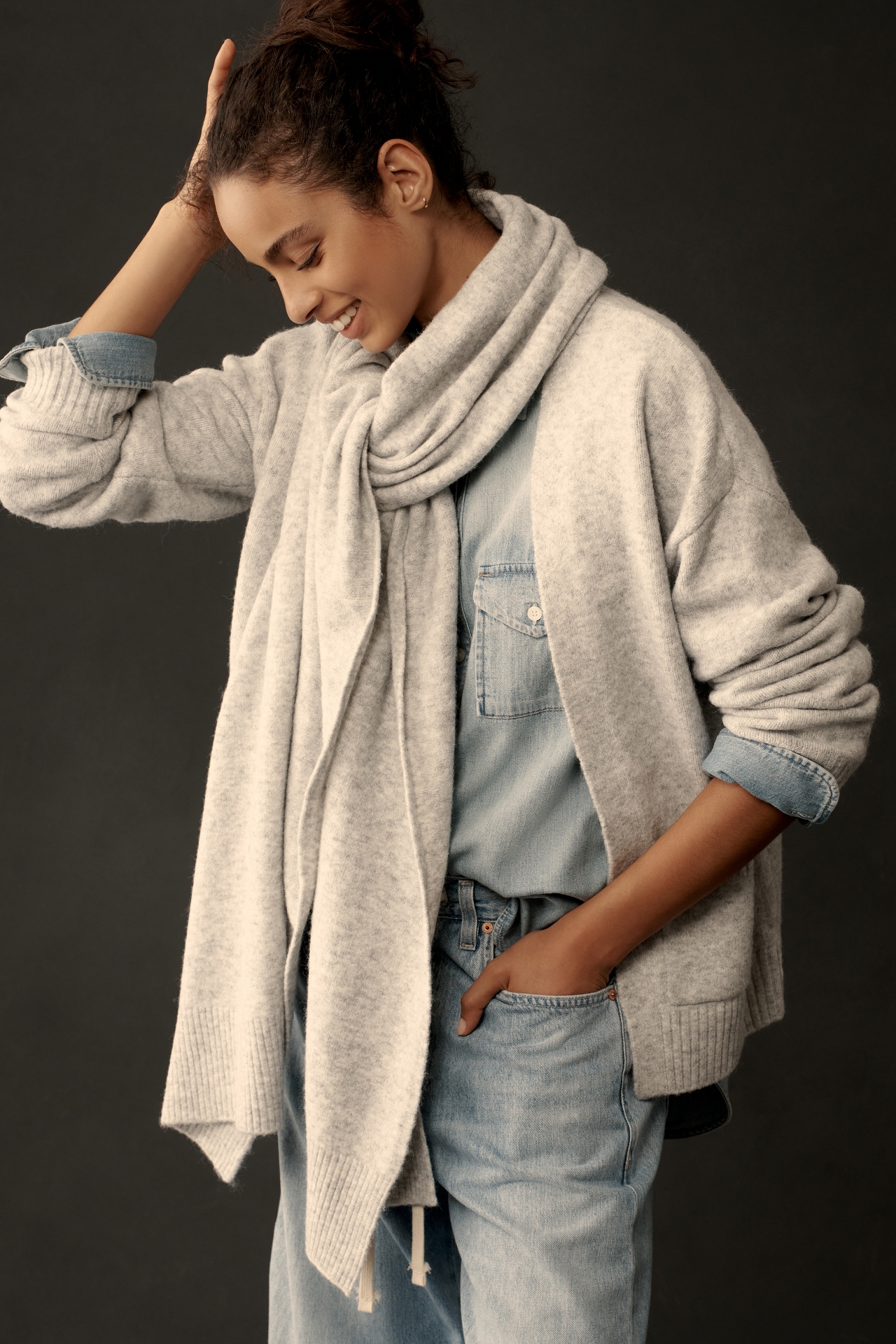 By Anthropologie Scarf Twofer Cardigan Sweater