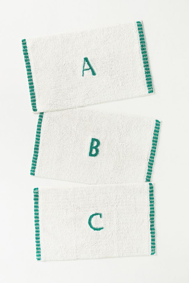 Monogram Embroidered Cotton Bath Mat #1