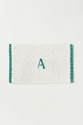Monogram Embroidered Cotton Bath Mat