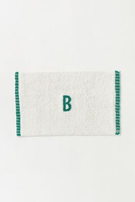 Monogram Embroidered Cotton Bath Mat