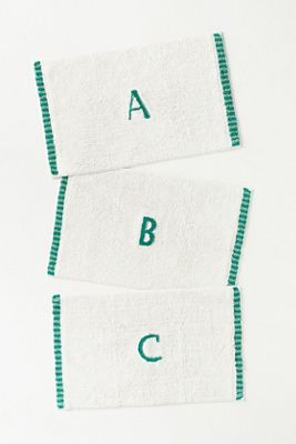 Monogram Embroidered Cotton Bath Mat