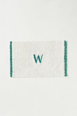 Monogram Embroidered Cotton Bath Mat