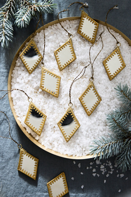 Terrain Diamond Mirror Ornaments, Set Of 10