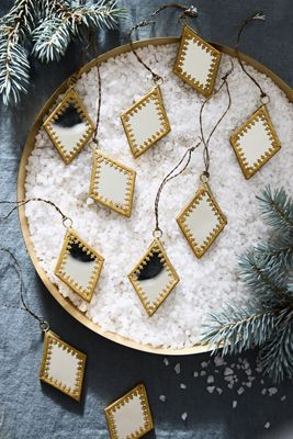 Diamond Mirror Ornaments, Set of 10