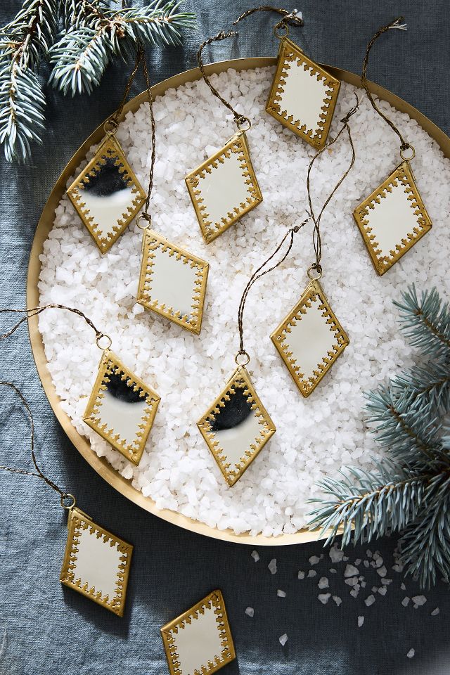 Diamond Mirror Ornaments, Set of 10 | AnthroLiving