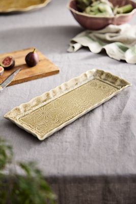 Sand Floral Stoneware Serving Platter