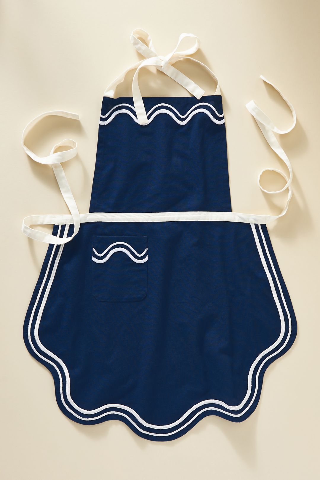 Madeline Embroidered Apron - Navy, Standard, One Size