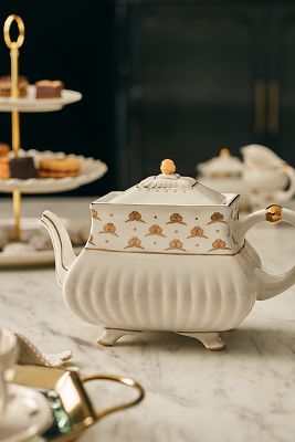 The Met X Anthropologie Stoneware Teapot In Neutral