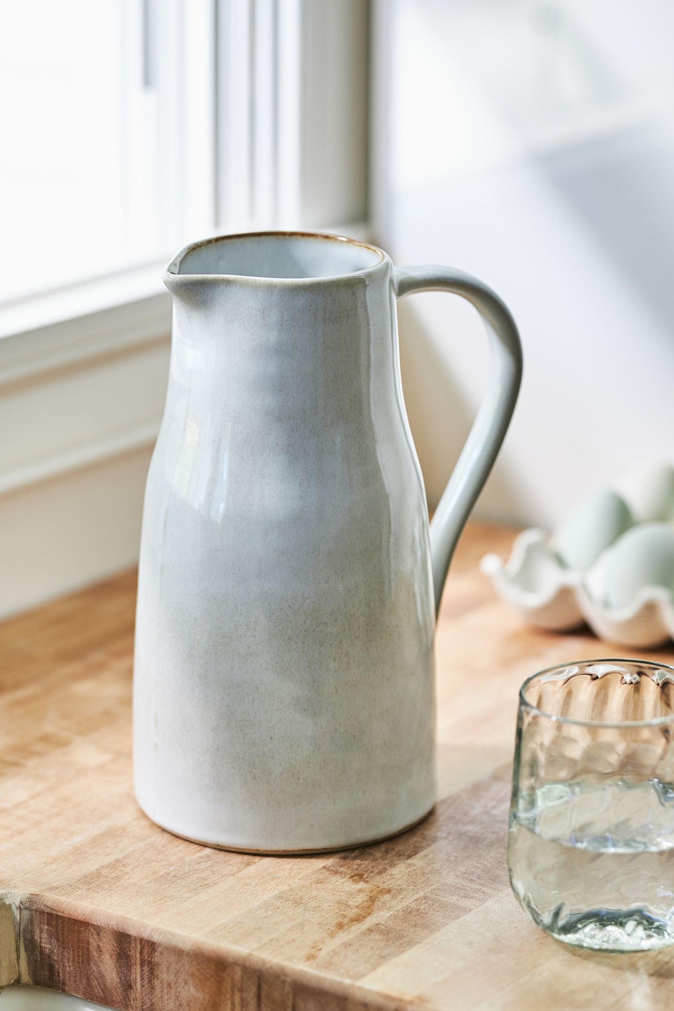 The Rowen Portuguese Stoneware Pitcher - Ivory, Standard, One Size