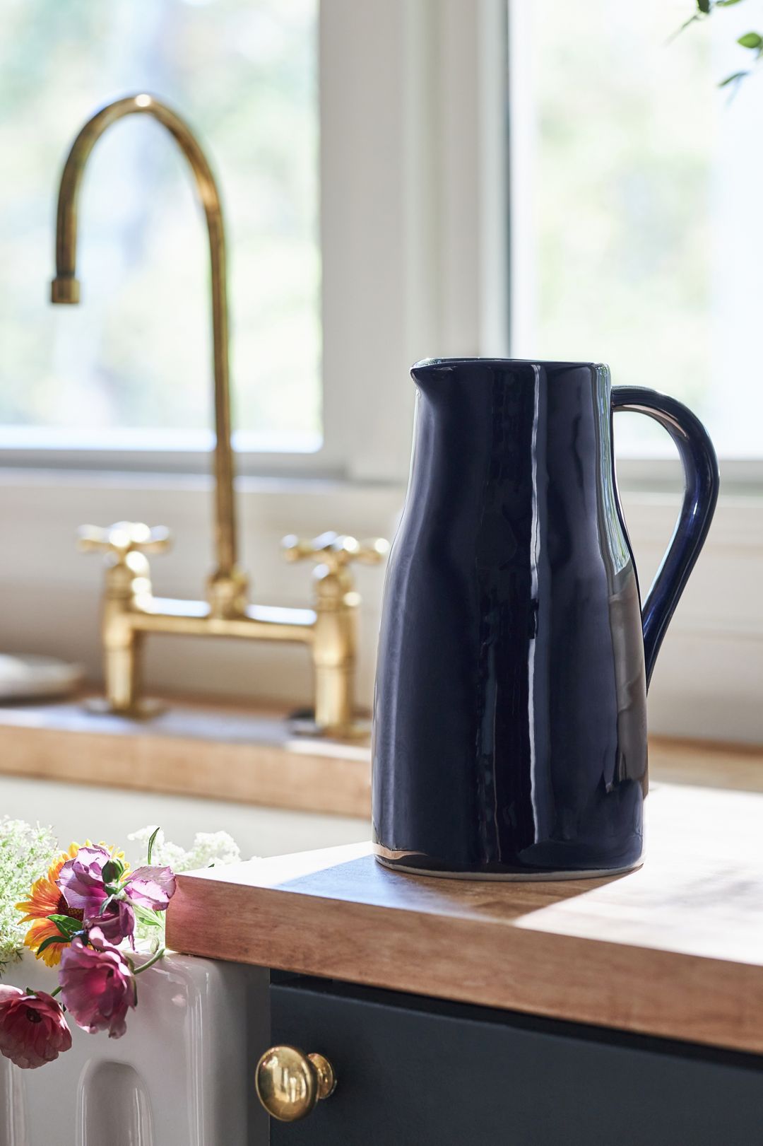 The Rowen Portuguese Stoneware Pitcher - Ink, Standard, One Size