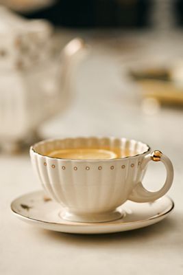 The Met x Anthropologie Stoneware Teacup & Saucer Set