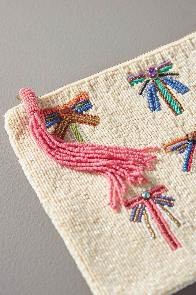 Beaded Flat Pouch: Bow Edition #2