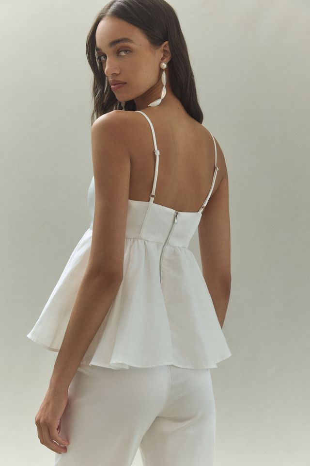 BHLDN Scoop-Neck Satin & Taffeta Peplum Tank | Anthropologie