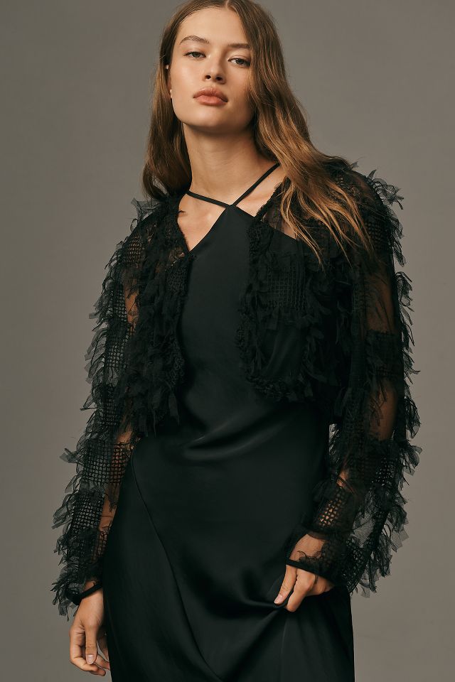 2024 Anthropologie Black sheer coat