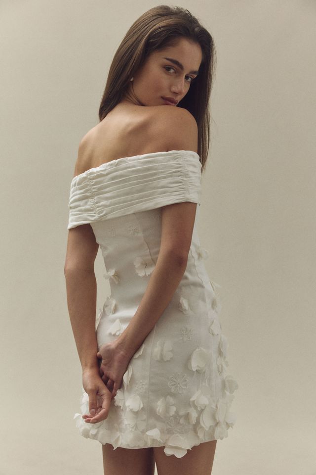 BHLDN Off-The-Shoulder 3D Floral Mini Dress #1
