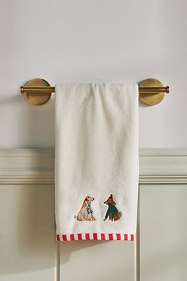 Shop Anthropologie Holiday Icon Cotton Embroidered Hand Towel