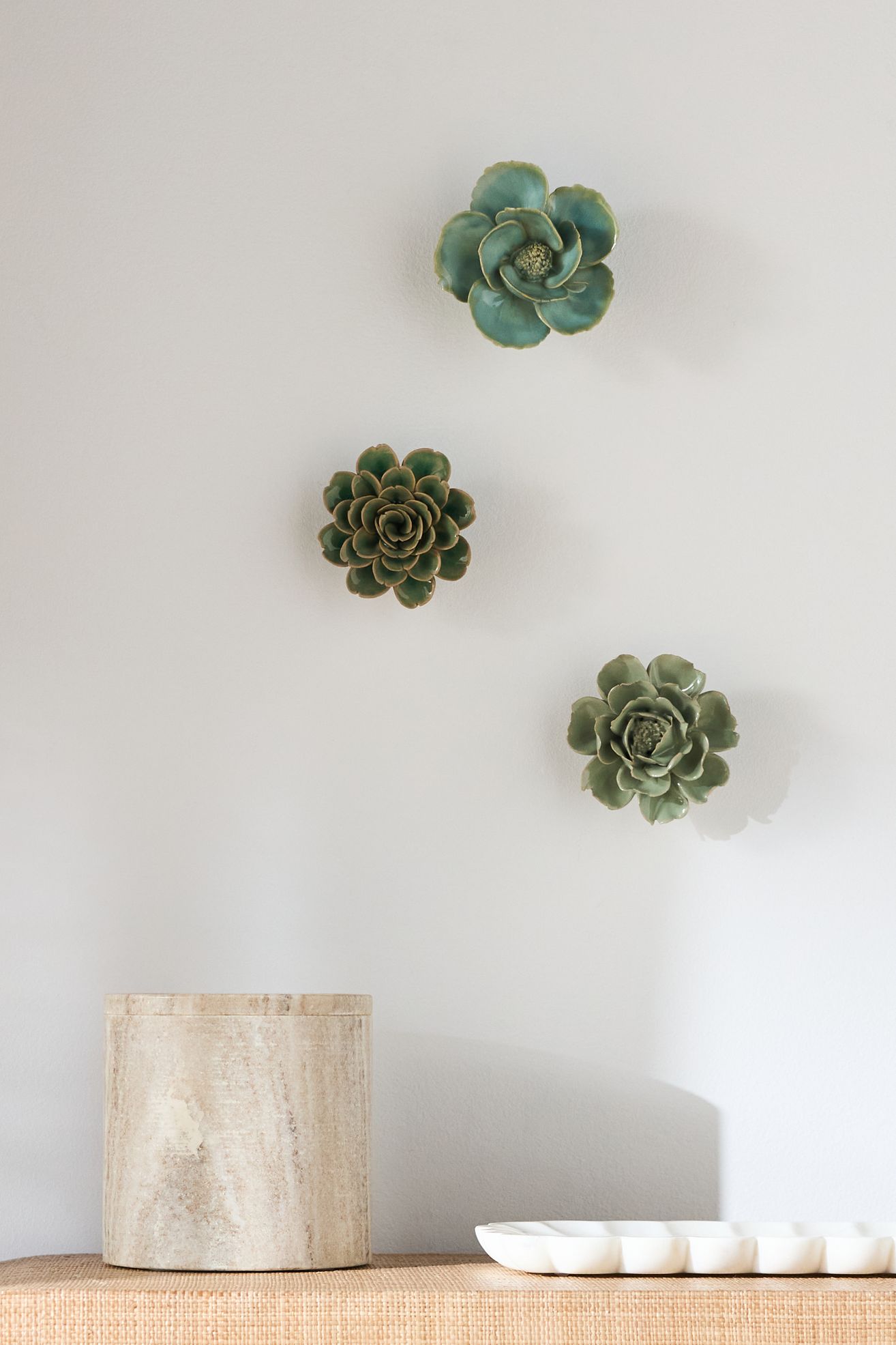 Green Ceramic Flower Gallery Wall Charm - Lotus, Standard, Assorted