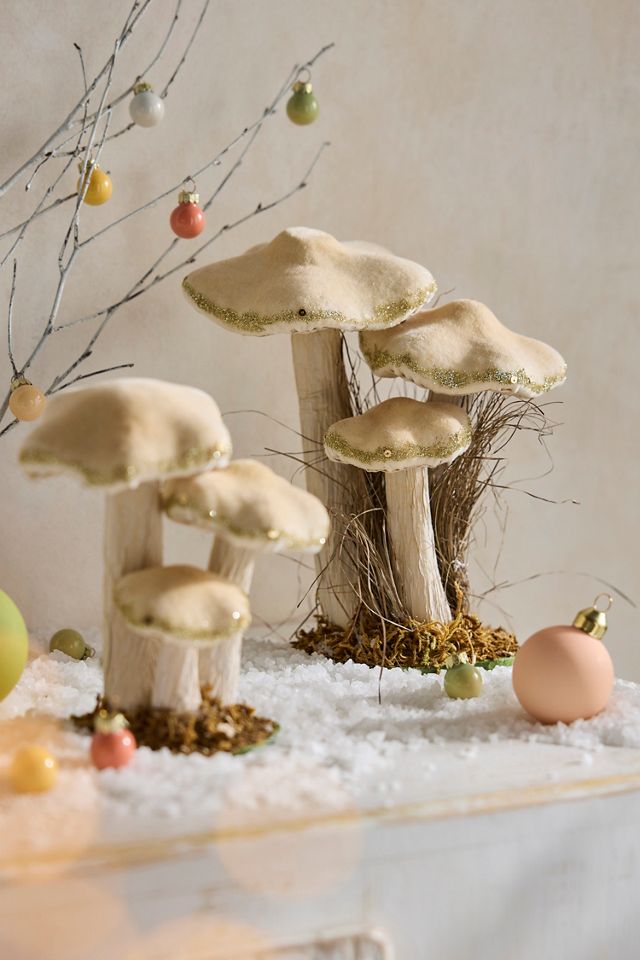 Glittery Velvet Mushroom Trio, Small #1