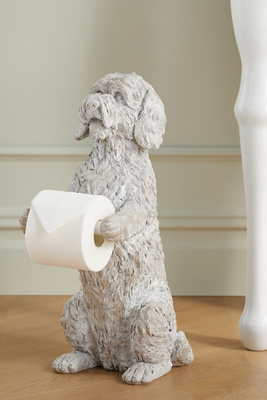 Anthropologie Doodle Dog Standing Toilet Paper Holder In Grey