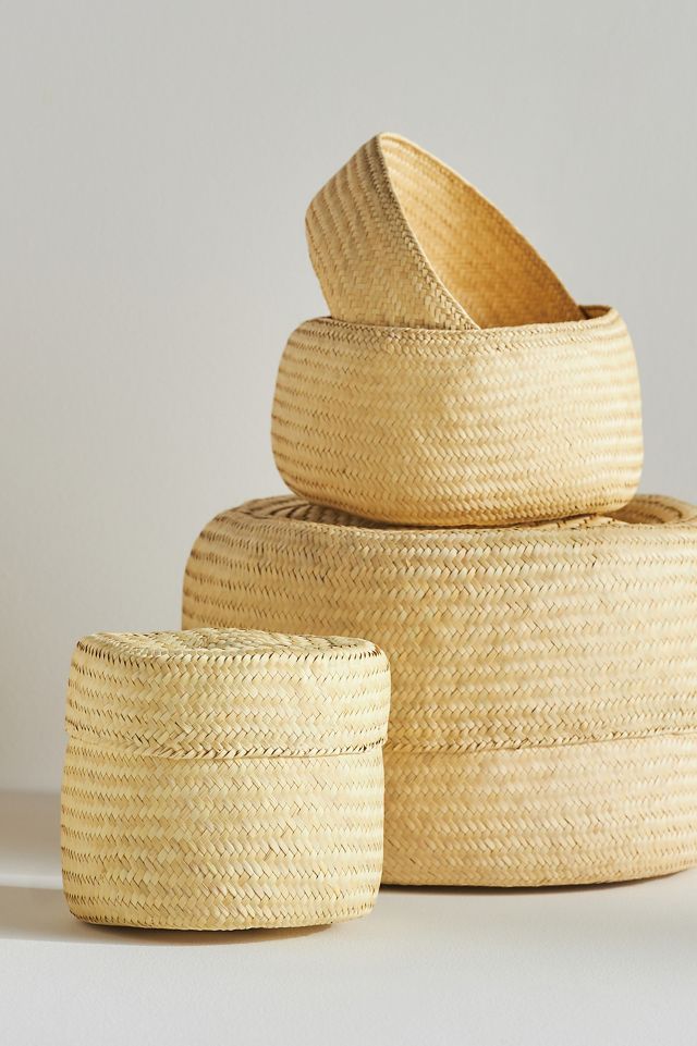 Luna Woven Palm Baskets, Set of 5 #1