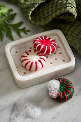 Peppermint Candy Felted Soaps, Set of 3
