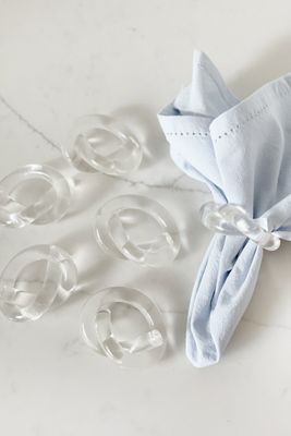 Old Flame Candle Co Vintage Dorothy Thorpe Lucite Pretzel Napkin Rings
