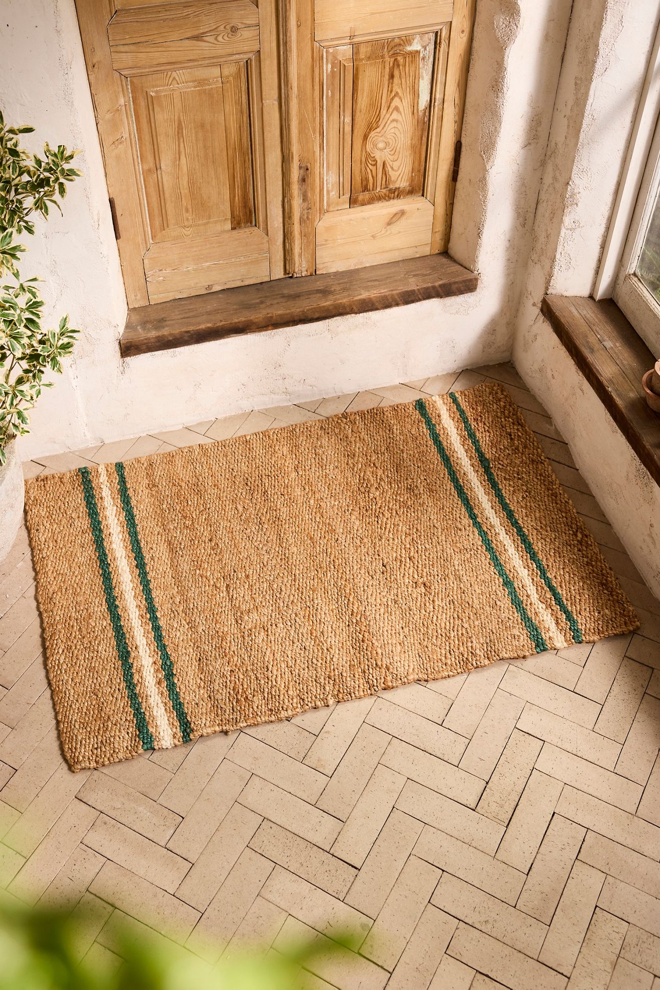 Cottage Stripe Jute Doormat - Holly