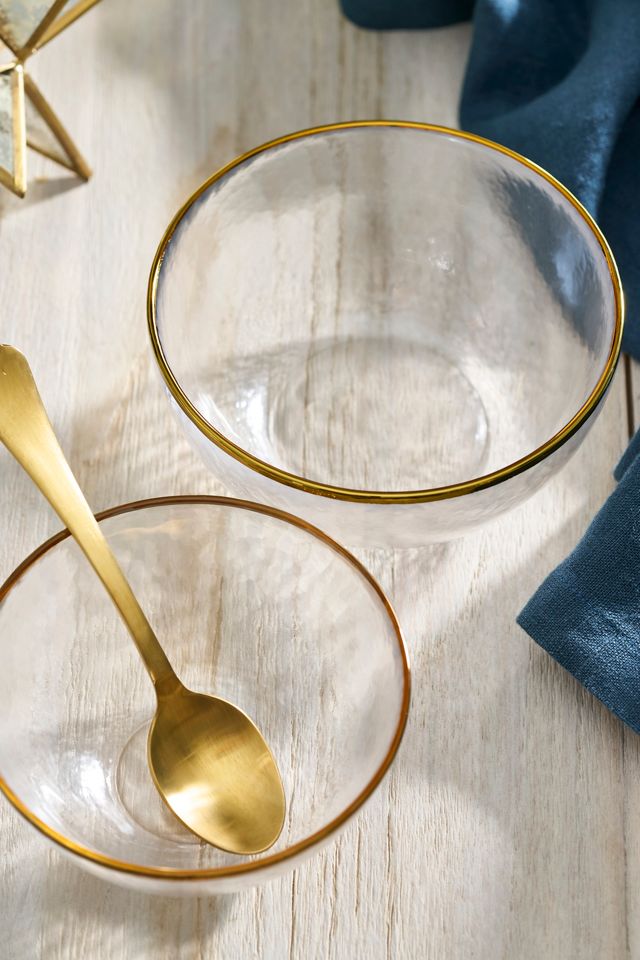 Gold Rim Glass Bowls, Set of 3 Small #2