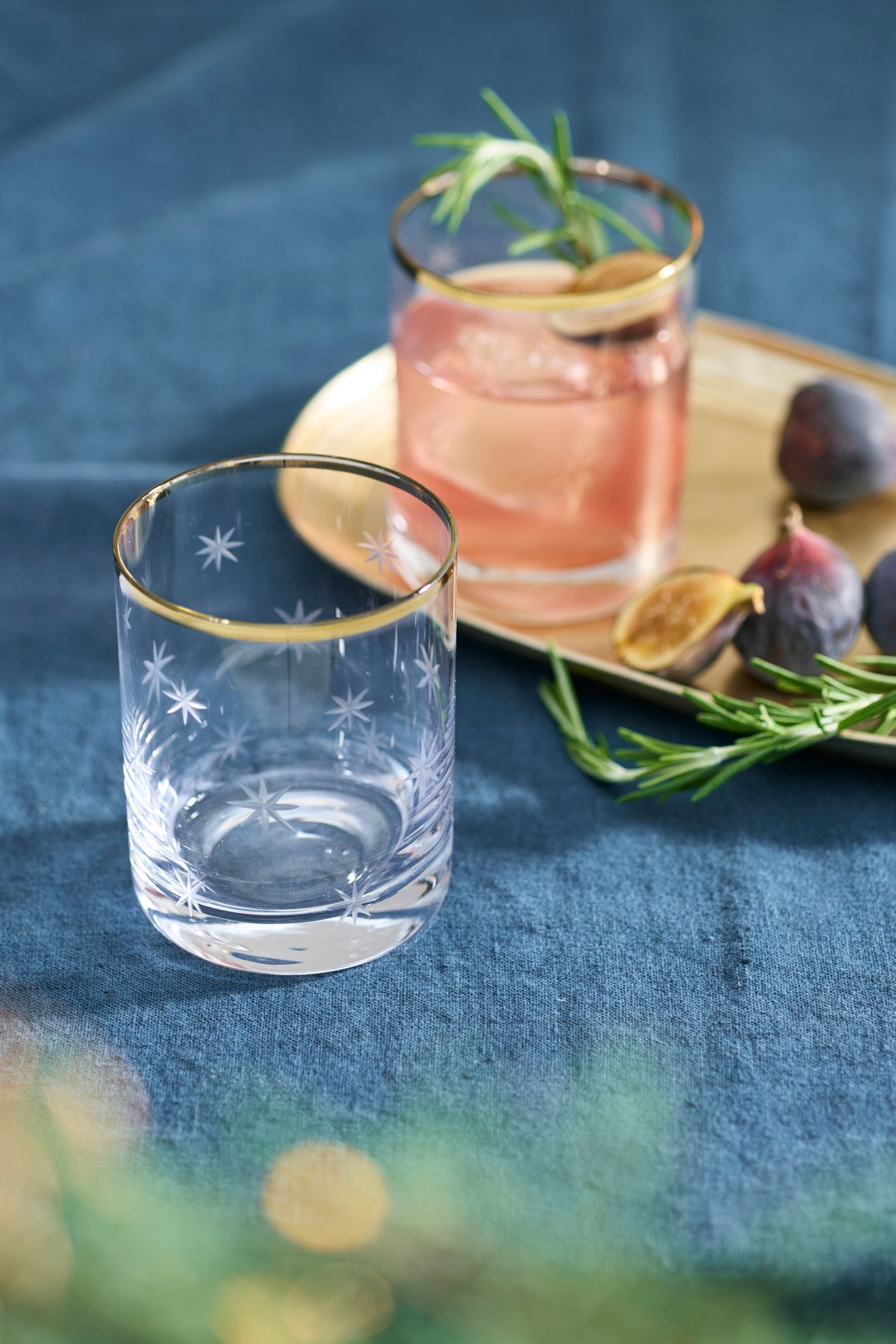 Starry Gold Rim Double Old Fashioned Glasses, Set of 2 - Multi, Standard, One Size