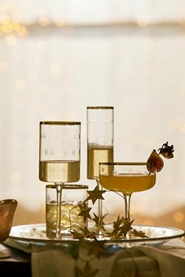 Starry Gold Rim Coupes, Set of 2