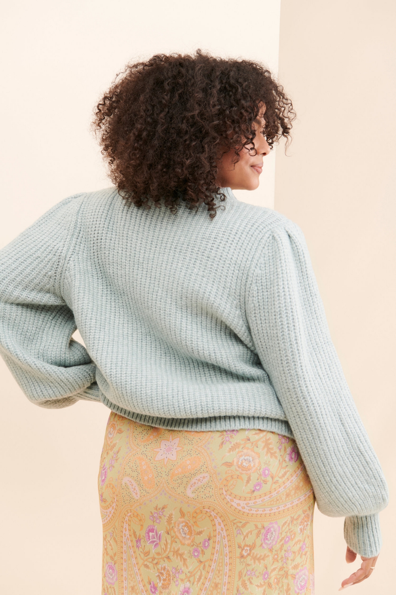 Eloquii Chunky Knit Balloon Sleeve Sweater