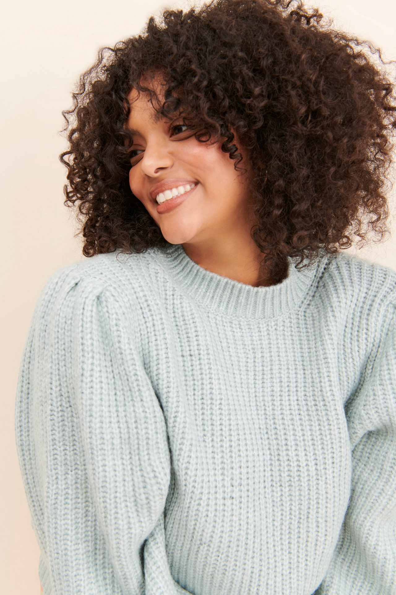 Eloquii Chunky Knit Balloon Sleeve Sweater