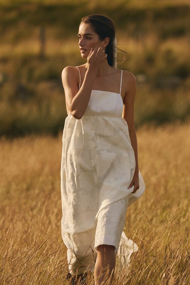 BHLDN Floral Burnout Jacquard Apron Maxi Dress #1