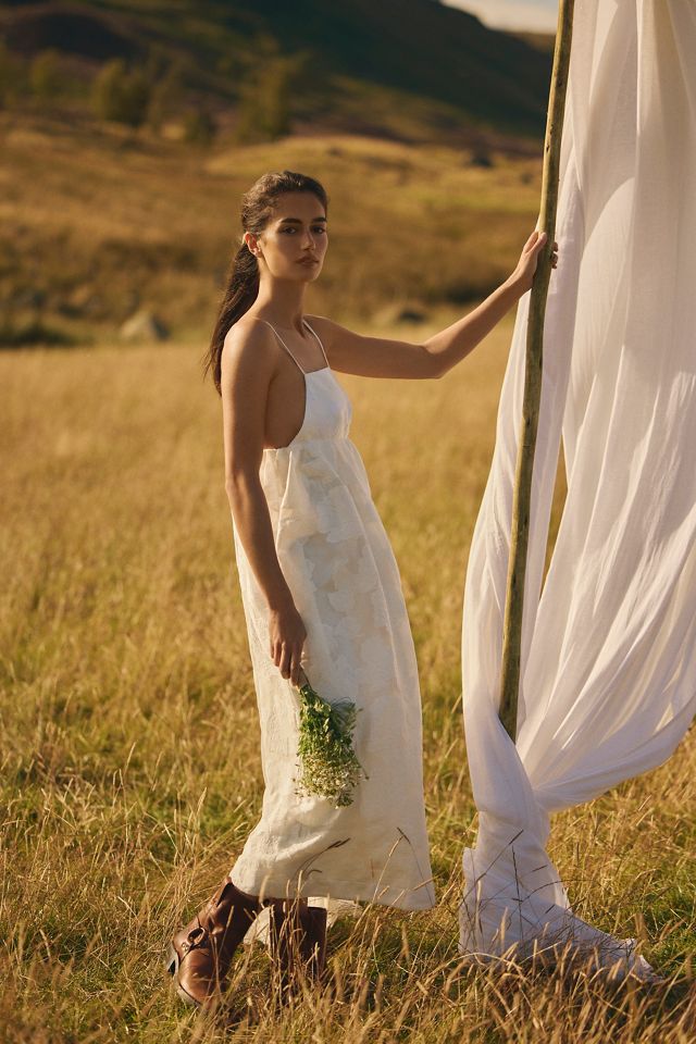BHLDN Floral Burnout Jacquard Apron Maxi Dress #2