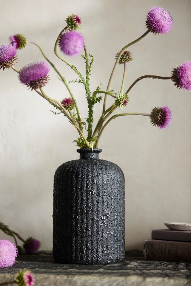 Textured Black Recycled Glass Vase #1