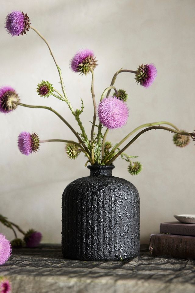 Textured Black Recycled Glass Vase #2