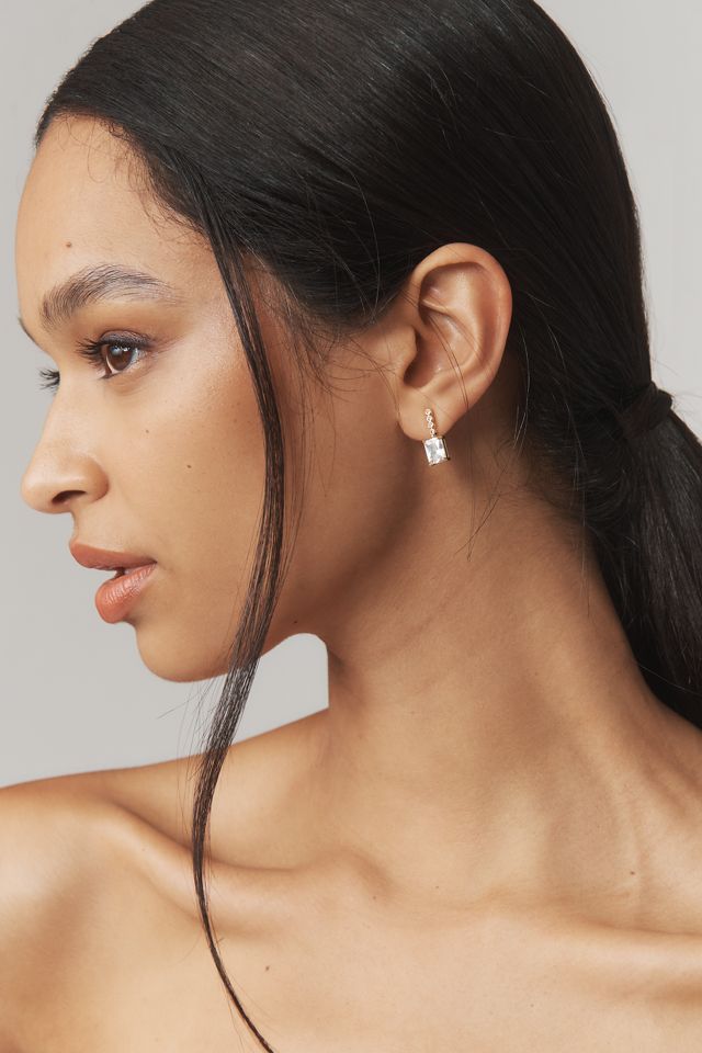 Crystal Rectangle Drop Earrings #1